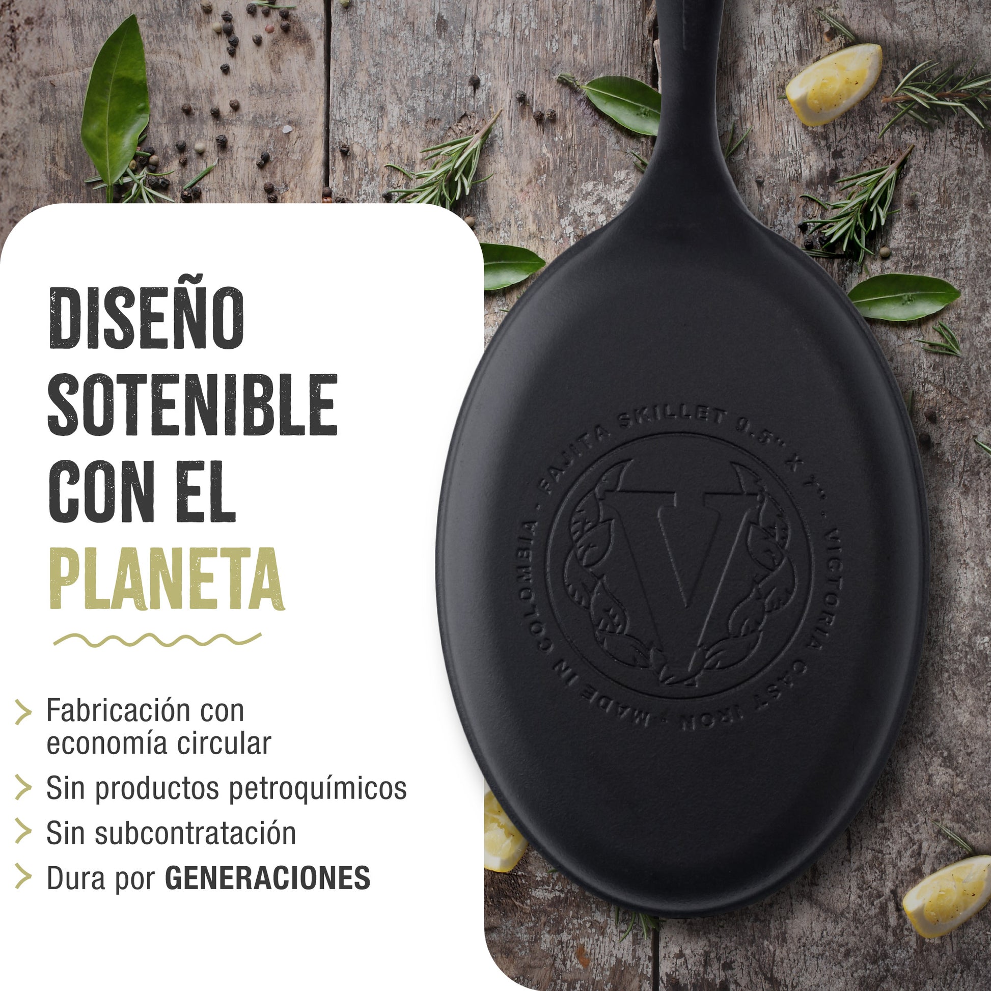 Victoria Sartén Fajita Hierro Fundido Esmaltado Inducción 25cm, Apta Fuego, Barbacoa Cast Iron Skillet, 32036, Negro_5