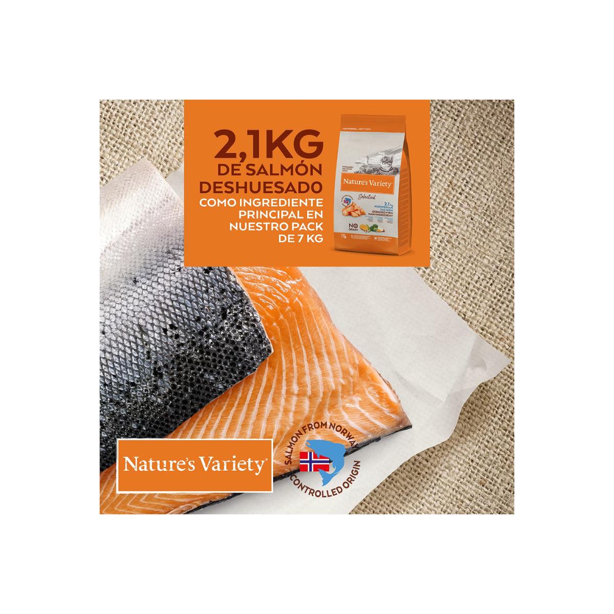 Nature's Variety Feline Adult Selected Salmão Esterilizado 7kg
