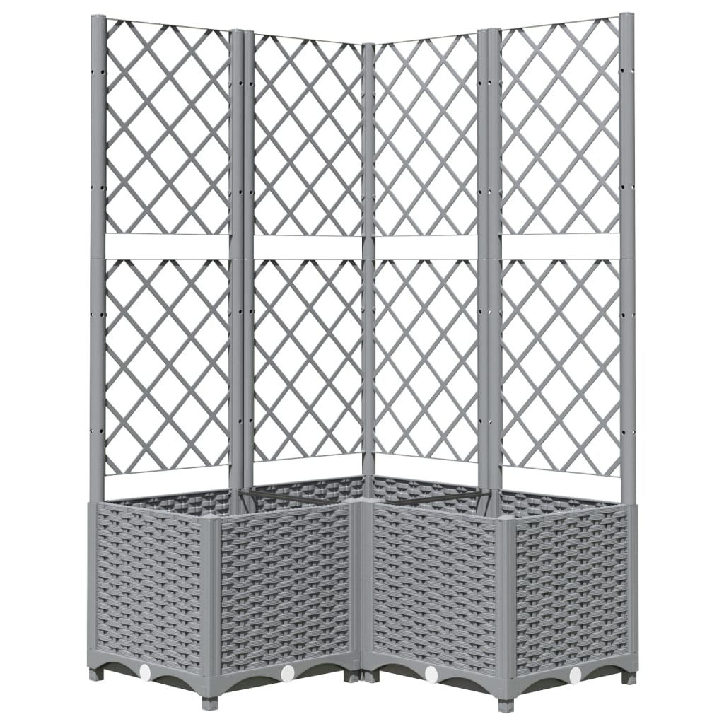 Jardinera Con Enrejado Pp Gris Claro 80x80x136 Cm_0