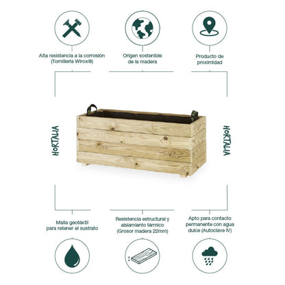 Floreira retangular Ghio 90x40x40 Hortalia