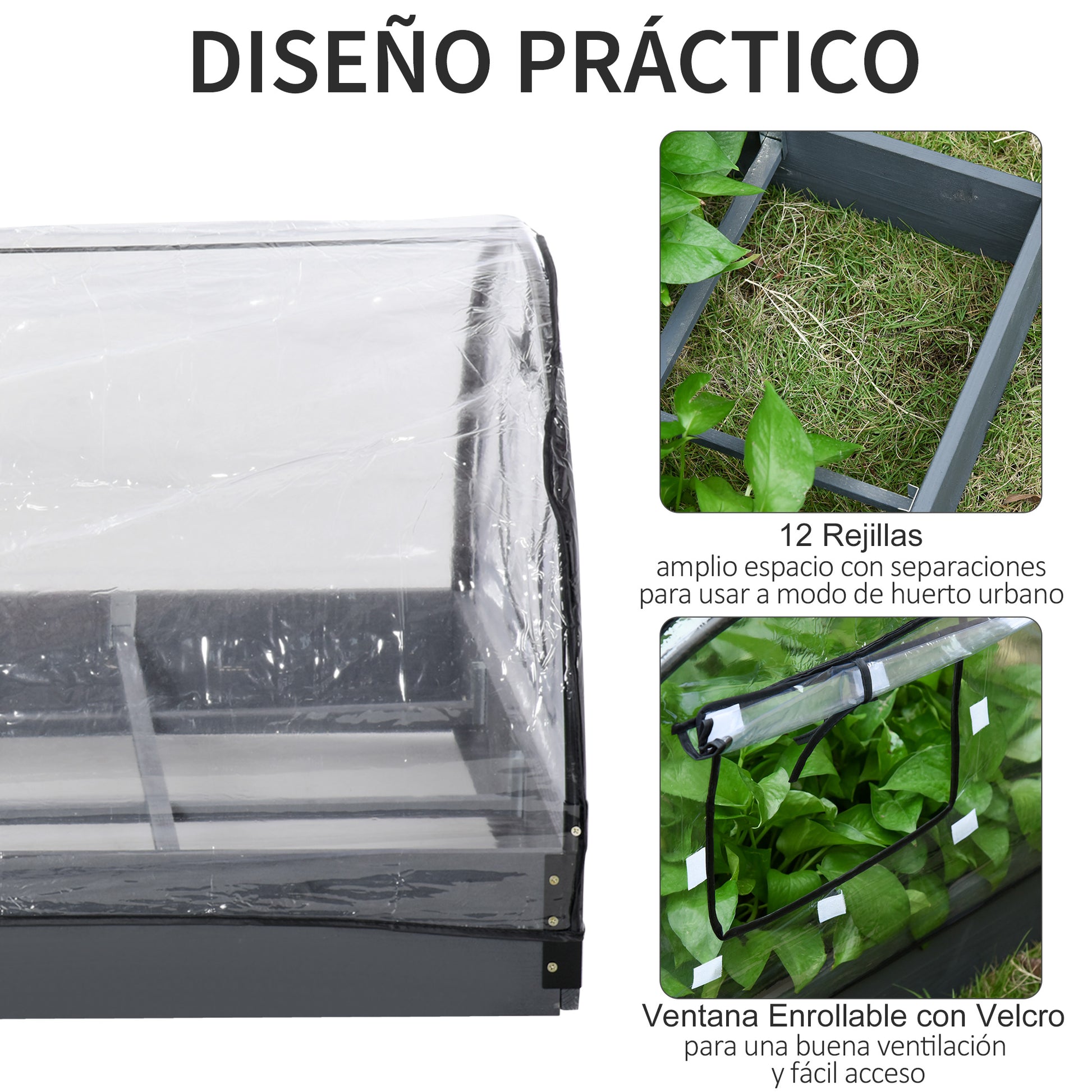 Outsunny Mini Invernadero Túnel Jardín Con Cubierta Pvc Ventanas Enrollables_5