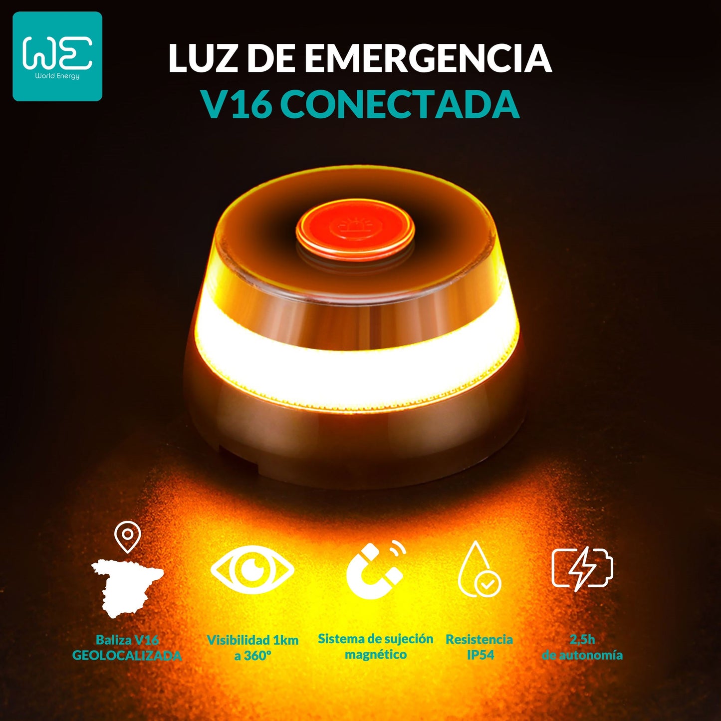 Kit Baliza V16 Emergencia Geolocalizada DGT 3.0 con Cable, Adaptador y Funda Antigolpes_2