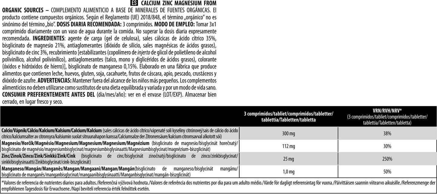 Calcio, Zinc Y Magnesio (orgánico) - 90 Tabletas - Minerales - Biotech Usa_5