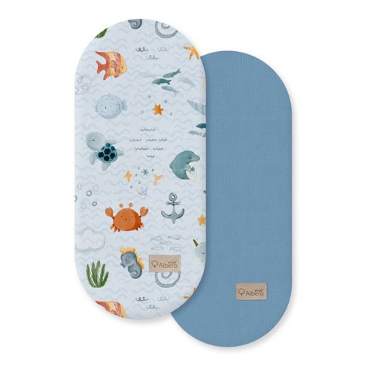 Pack 2 Bajeras Capazo Algodón Satinado Y Muselina Sea World_0