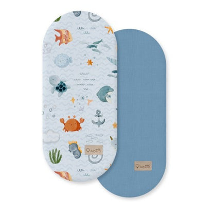 Pack 2 Bajeras Capazo Algodón Satinado Y Muselina Sea World_0