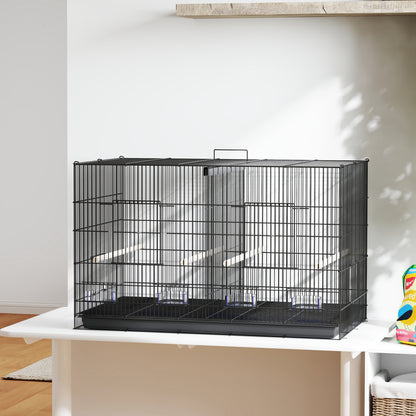 Pawhut Jaula Para Pájaros Con Divisor 4 Comederos 4 Perchas 94x57x57 Cm Negro_1