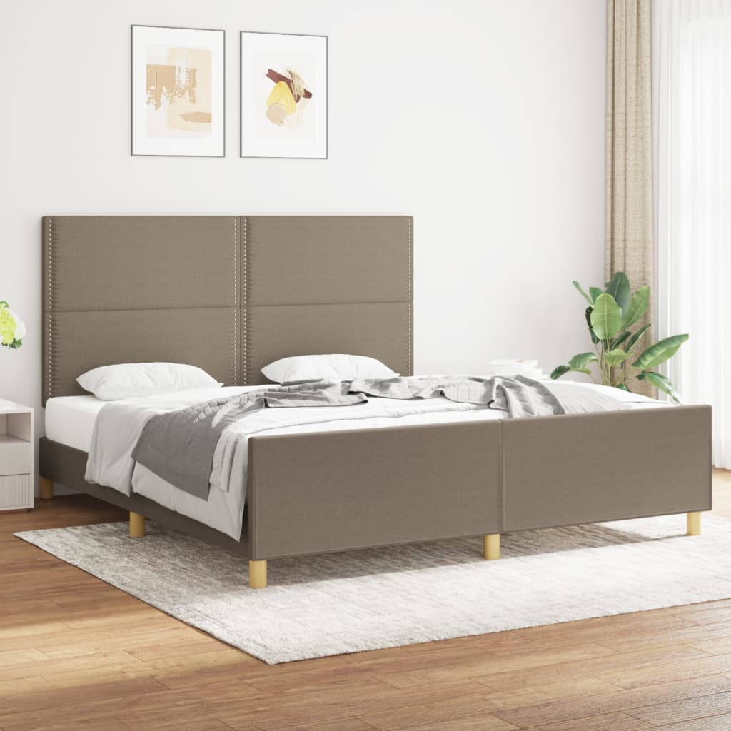 Estructura De Cama Con Cabecero De Tela Gris Taupe 180x200 Cm / Vetonek_5