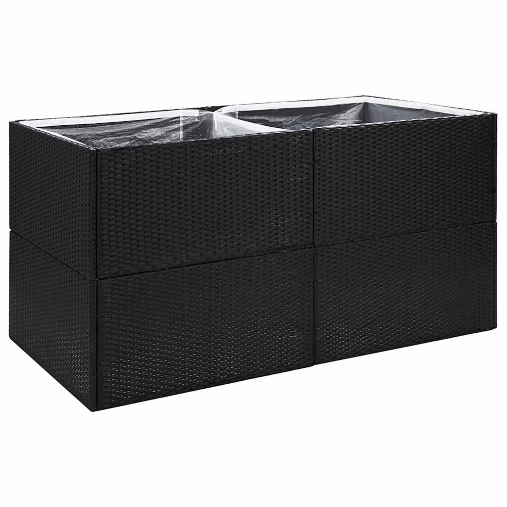 Jardinera De Ratán Sintético Negro 157x80x80 Cm_0