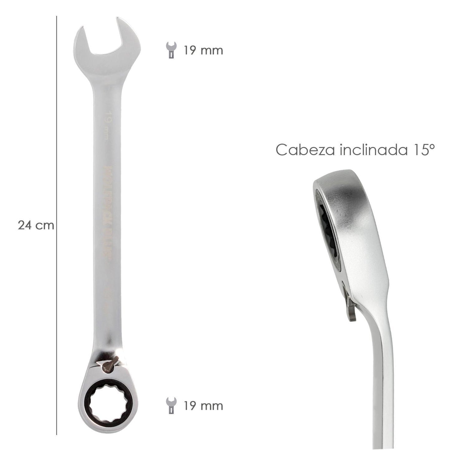 Llave Combinada Con Carraca 19 Mm. Din 3113_1