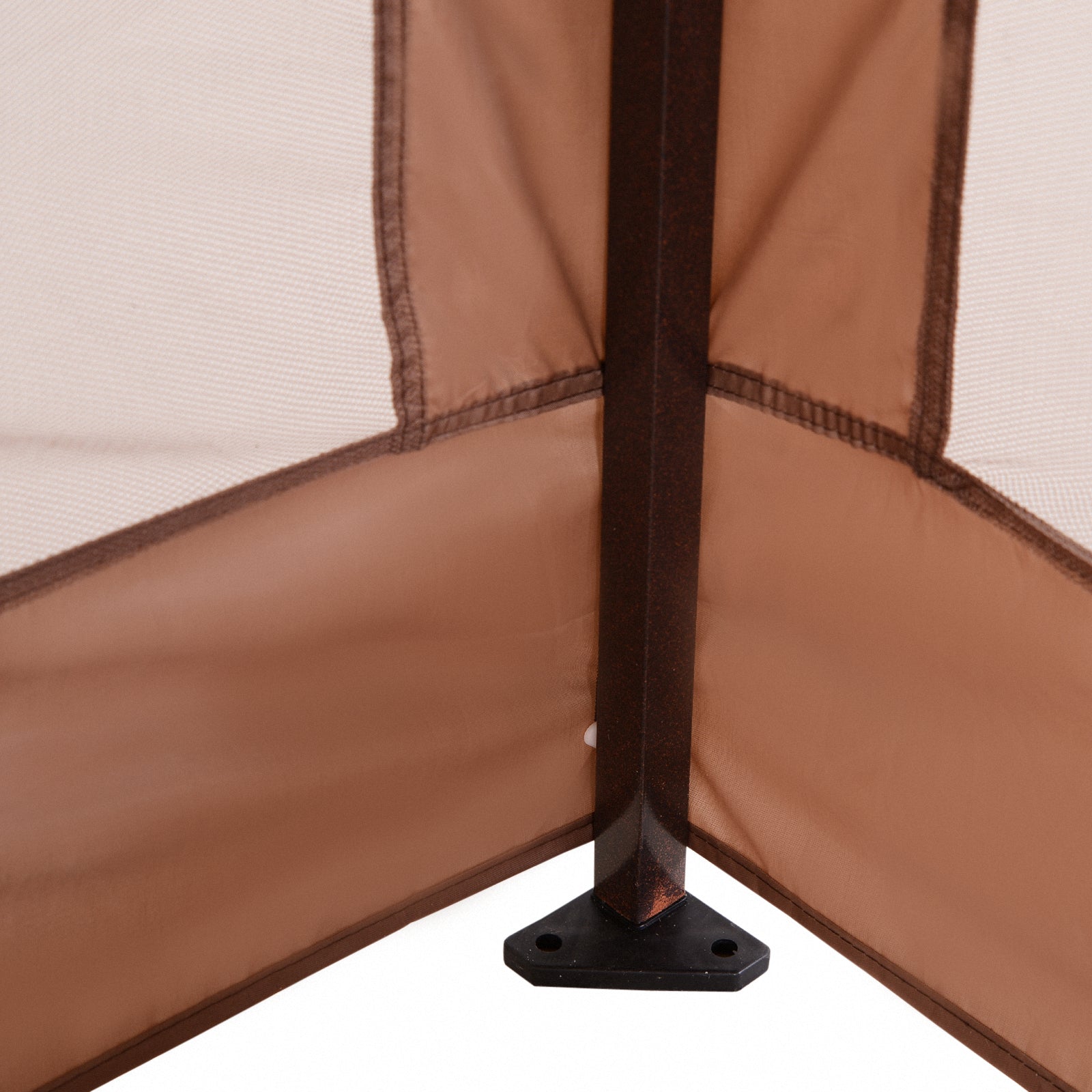 Outsunny Carpa Plegable 3x3 M Cenador De Jardín Con Doble Techo Marrón_4