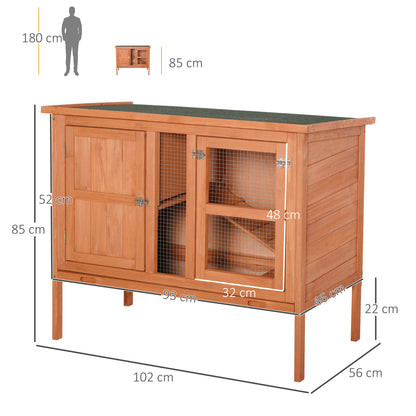 Pawhut Conejera De Exterior Madera 2 Pisos Con Bandeja Extraíble 102x56x85 Cm_2