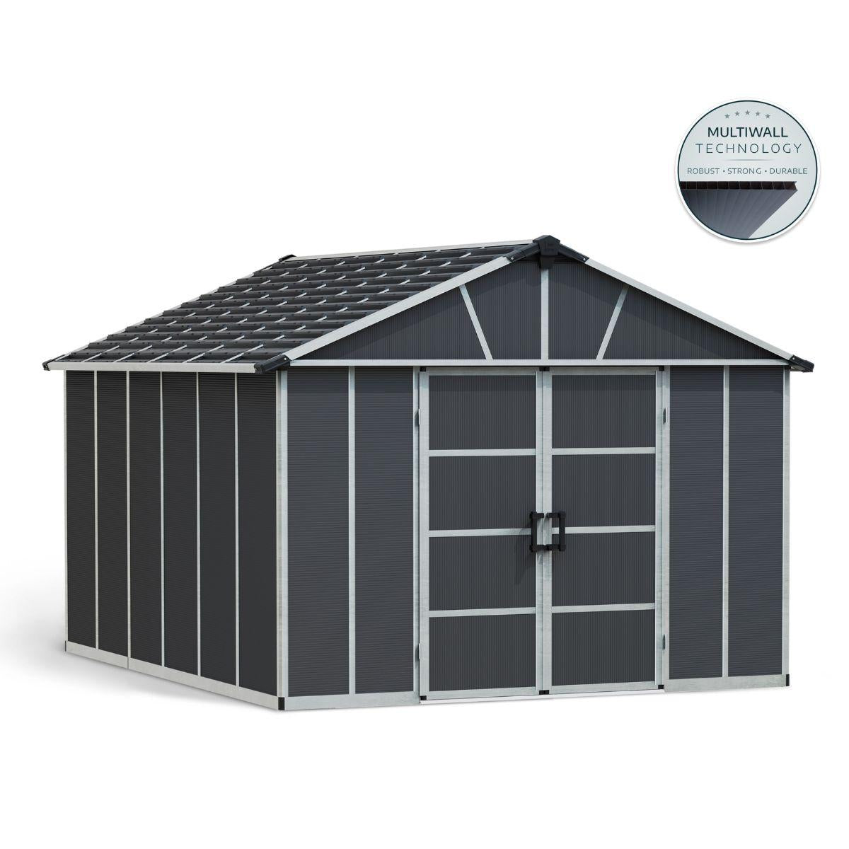 Galpão de jardim Yukon 395x332x252 cm com piso de cobertura da Palram