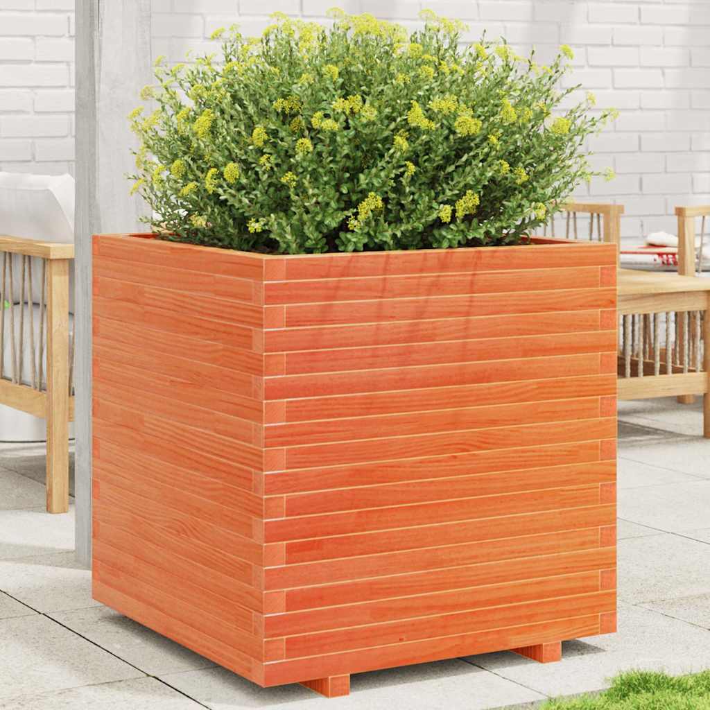 Jardinera Madera Maciza De Pino Marrón Cera 70x70x72,5 Cm_1