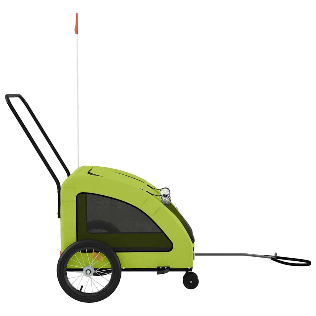 Remolque De Bicicleta Mascotas Hierro Tela Oxford Verde_5
