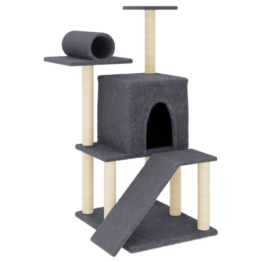 Rascador Para Gatos Con Postes De Sisal Gris Oscuro 110,5 Cm_0