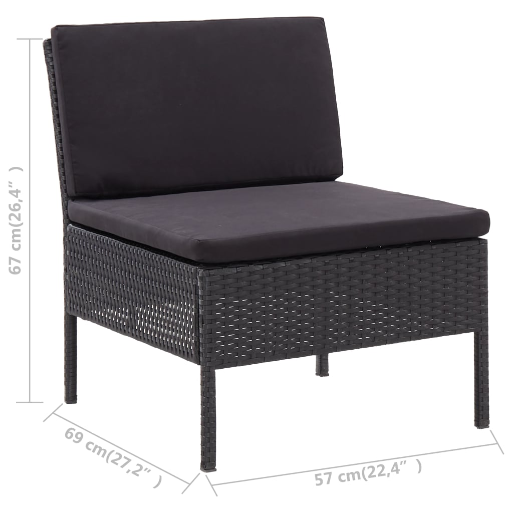 Vidaxl Set Muebles De Jardín 8 Piezas Y Cojines Ratán Sintético Negro_2