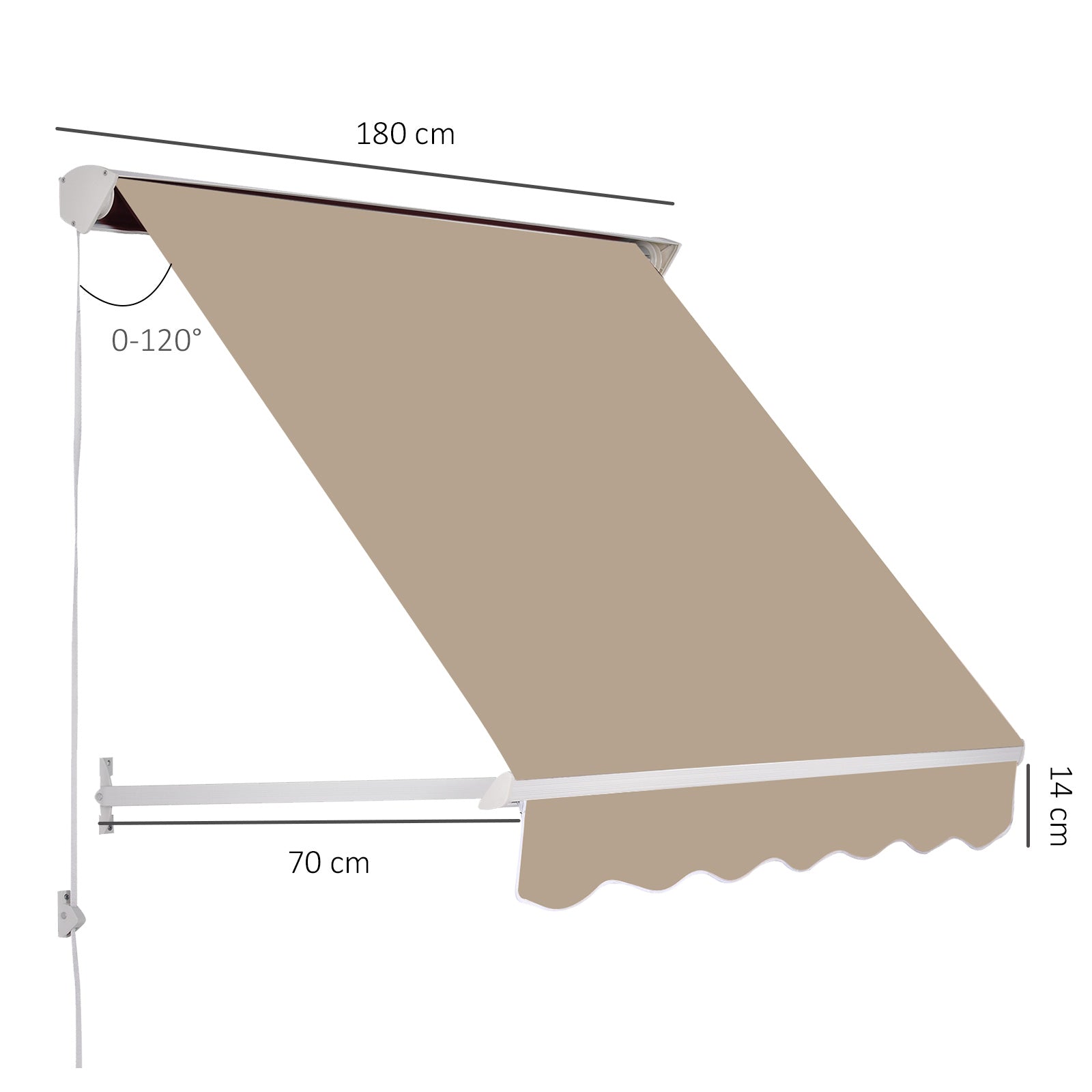 Outsunny Toldo Para Ventana Manual Con Marco De Aluminio 180x70 Cm Beige_2