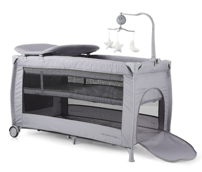 Cuna De Viaje Doble Altura Con Cambiador Y Carrusel Bella Ash Grey_0