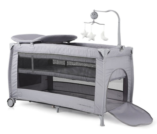 Cuna De Viaje Doble Altura Con Cambiador Y Carrusel Bella Ash Grey_0