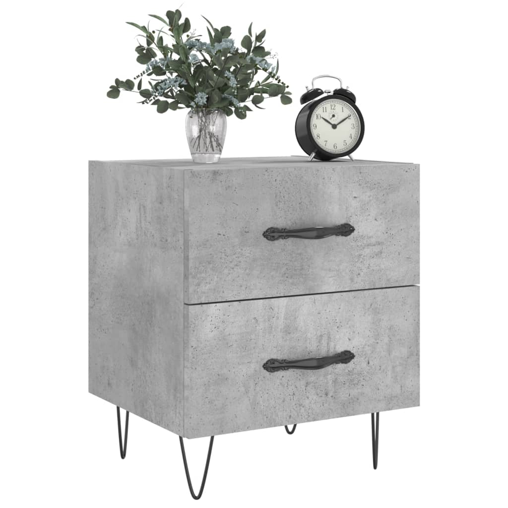 Mesita Noche 2 Uds Madera Ingeniería Gris Hormigón 40x35x47,5cm_2