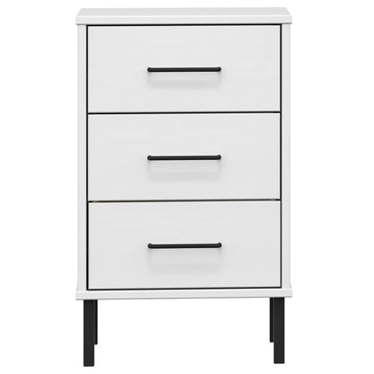 Mesita De Noche Patas De Metal Madera Maciza Pino Blanca Oslo_2