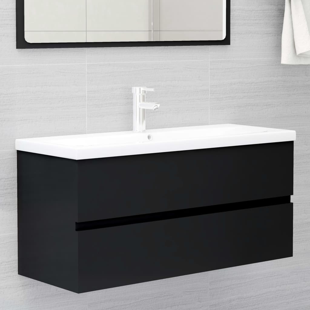 Mueble Con Lavabo Madera De Ingeniería Negro_0