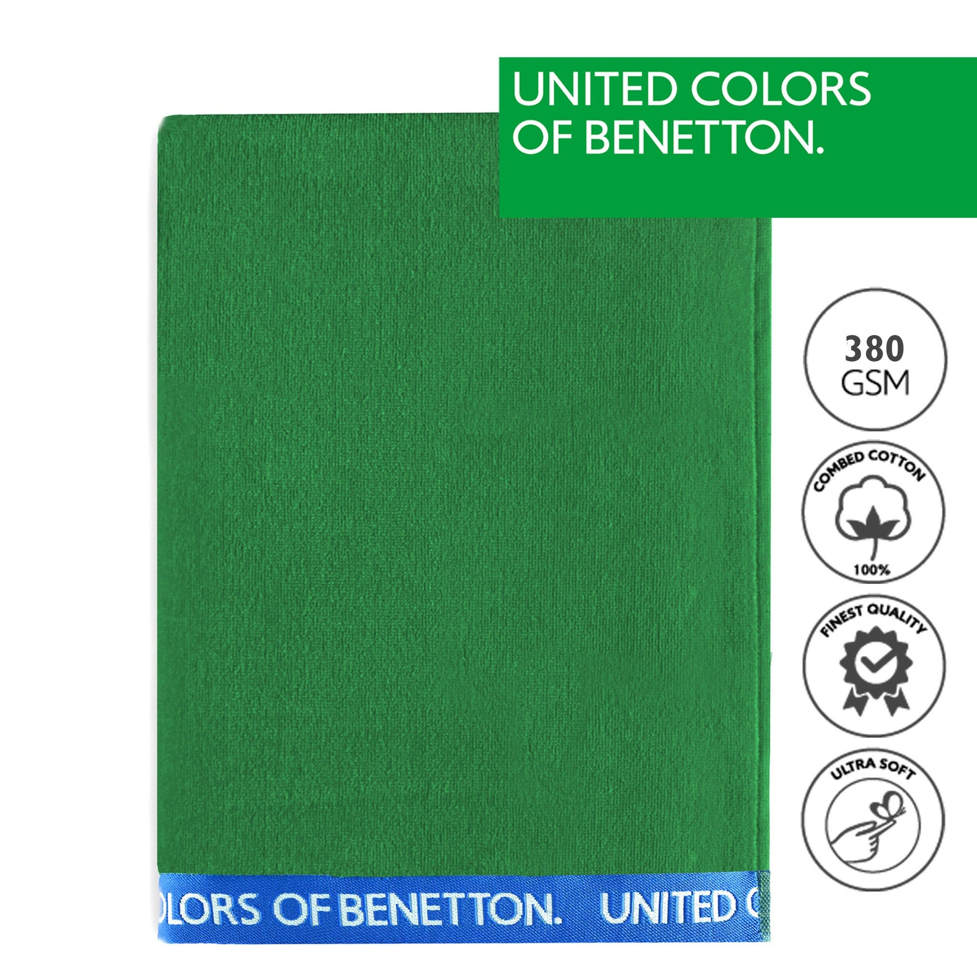 Set 2 Toalla De Playa 90x160cm 380gsm Velour 100%algodon Verde Casa Benetton_1