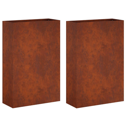 Macetero De Jardín 2 Uds. Oxidado 50 X 20 X 75 Cm Acero Oxidado_0