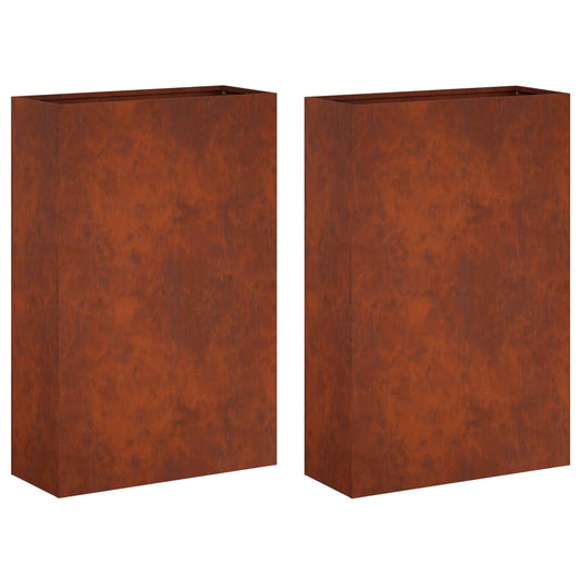 Macetero De Jardín 2 Uds. Oxidado 50 X 20 X 75 Cm Acero Oxidado_0
