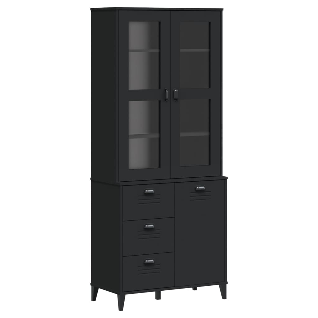 Aparador Alto Viken Madera Maciza De Pino Negro 80x40x190 Cm / Vetonek_2