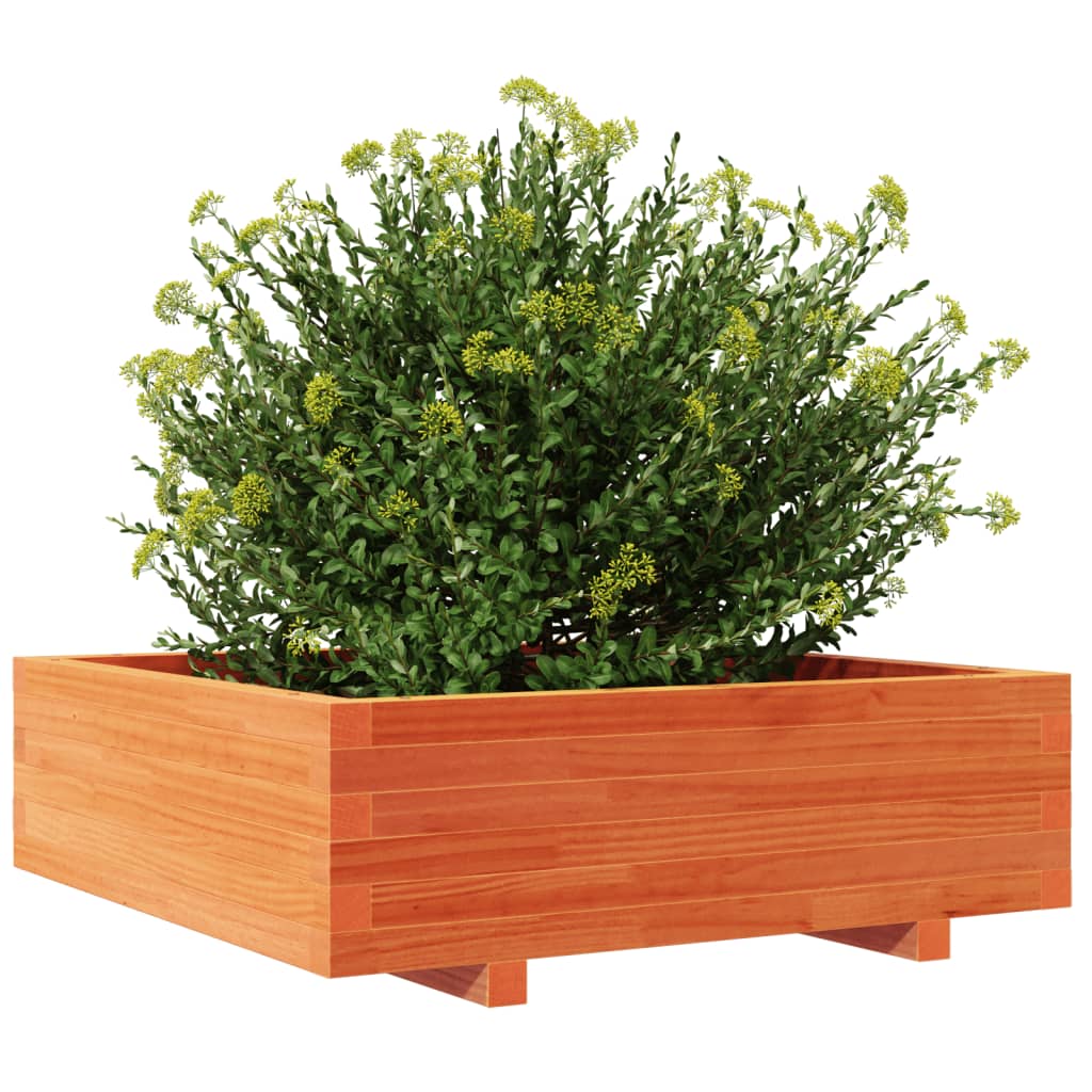 Jardinera De Madera Maciza De Pino Marrón Cera 80x80x26,5 Cm_3