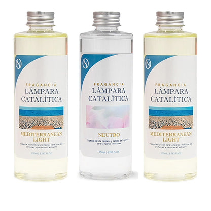Pack 3x Fragancias Lámpara Catalítica 200ml: 2 Aroma Mediterranean Light + Limpiador Neutro. Disfruta Tu Aroma Favorito_0