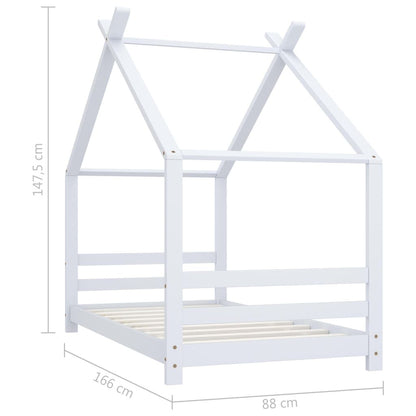 Vidaxl Estructura De Cama Infantil Madera Maciza Pino Blanco 80x160 Cm_2