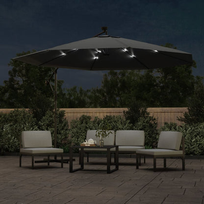 Sombrilla Voladiza Luces Led Y Poste De Metal Antracita 350 Cm_1