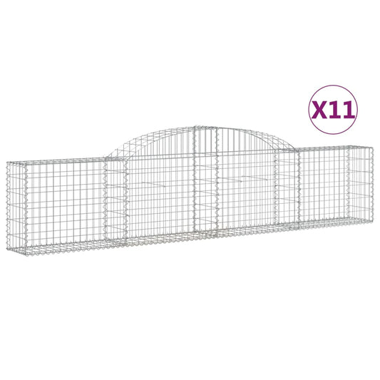 Cestas De Gaviones 11 Uds Forma De Arco Hierro 300x30x60/80 Cm_0