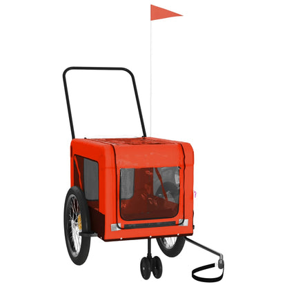 Remolque De Bicicleta Mascotas Hierro Tela Oxford Naranja Negro_2