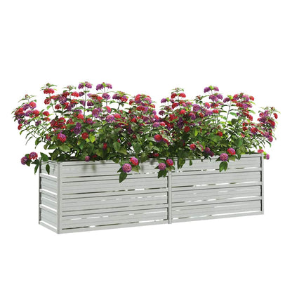 Arriate De Acero Galvanizado Plateado 160x40x45 Cm_2