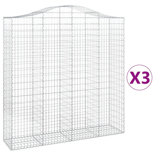 Cestas De Gaviones 3 Uds Forma De Arco Hierro 200x50x200/220 Cm_0