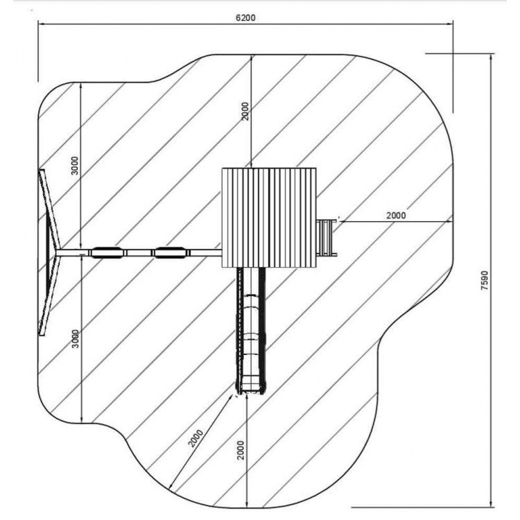 Parque Infantil Masgames Tibidabo L Techo De Madera Con Columpio Escalada: Con Arenero En La Base Y Pared De Escalada._3