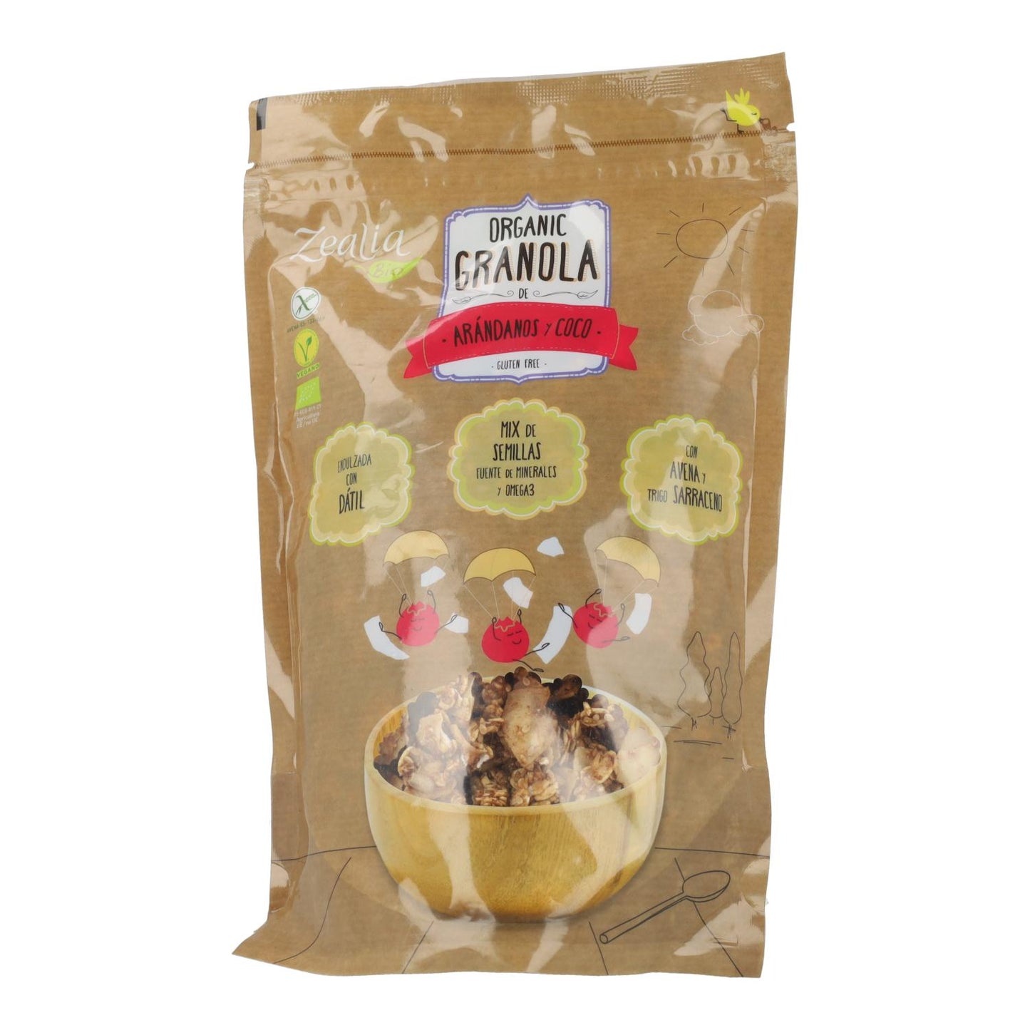 Granola Orgânica de Mirtilo e Coco Sem Glúten Zealia 300g