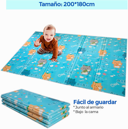Alfombra Bebe, 1.5cm Grosor, Diseño Infantil, 200 X 180 Cm, Acolchada De Xpe, Reversible_3