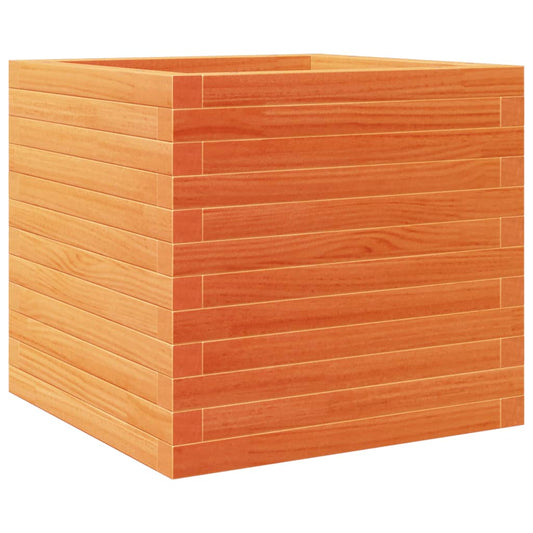 Jardinera Exterior Madera Maciza Pino Marrón Cera 50x50x46 Cm_0