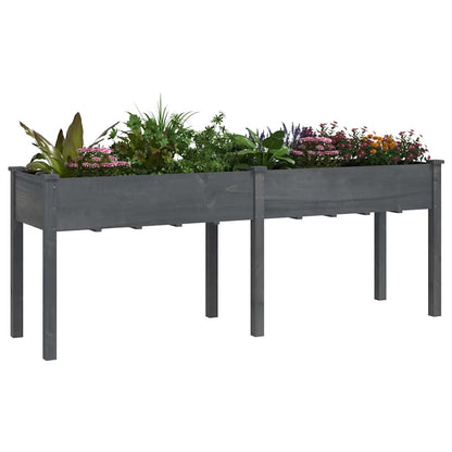 Jardinera Con Forro Madera Maciza De Abeto Gris 203x53x76 Cm_2