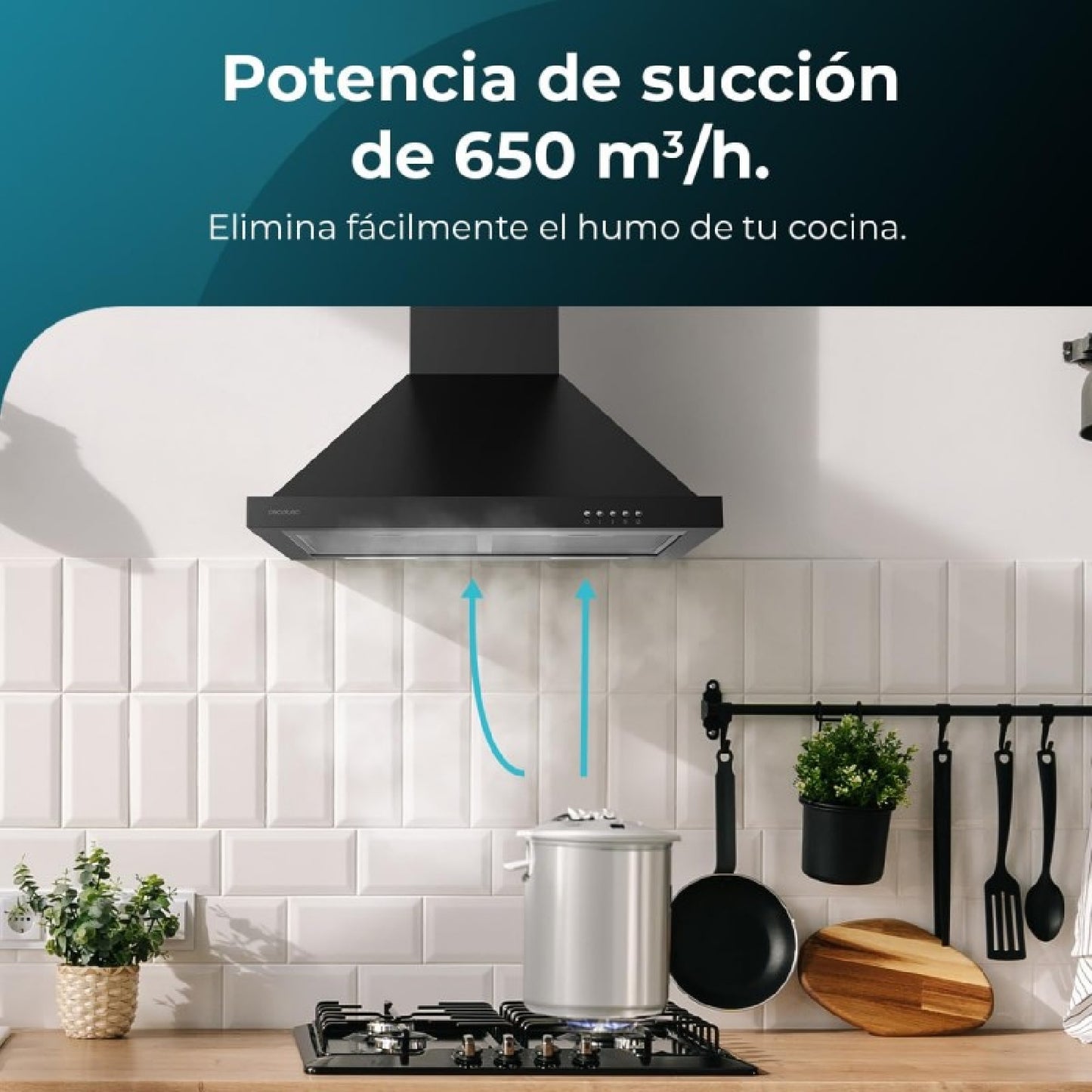 Campana Extractora 60 Cm Piramidal Bolero Flux Pm 606500 Black A. Motor 165w, Acabado Inox, Succión 650m3/h, Control Mecánico, 3 Niveles De Potencia_1