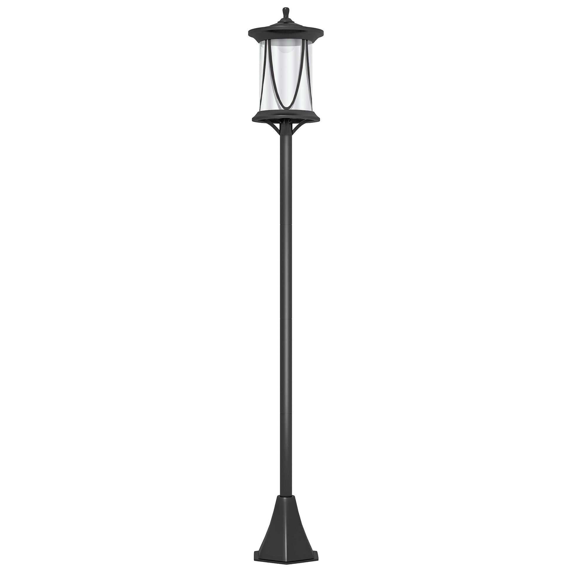 Outsunny Farola Solar Con Panel Solar Encendido Automático 17x17x127 Cm Negro_0