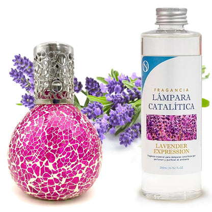 Lámpara Catalítica Mosaico Fucsia + Aroma Lavender Expression 500ml - Elimina Olores, Impurezas Y Perfuma_0