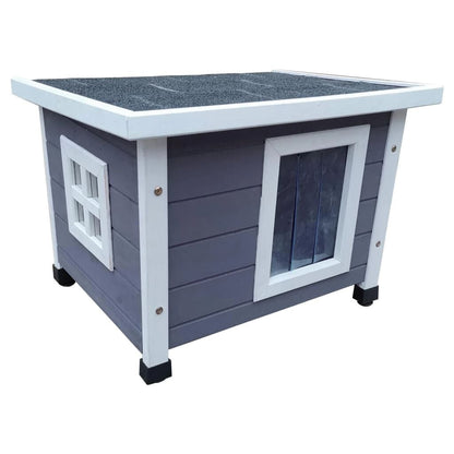 @pet Casa De Exterior Para Gato Madera Gris Y Blanco 57x45x43 Cm_0