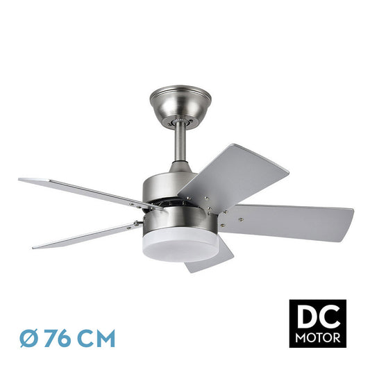 Ventilador Dc Marta 36w Niquel 5 Aspas Rev. Haya/plata 41x76d 3240lm C/ Remoto, Memoria Y Temporizador 3000k,4000k,6000k_0