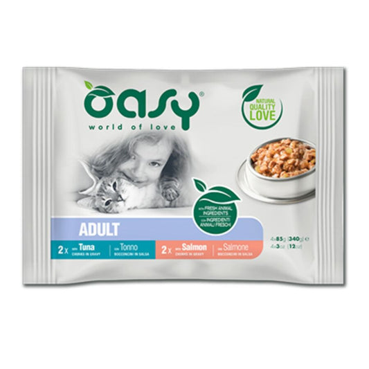 Comida Oasy Gato Trozos En Salsa Multipack De Pescado 4x85g_0