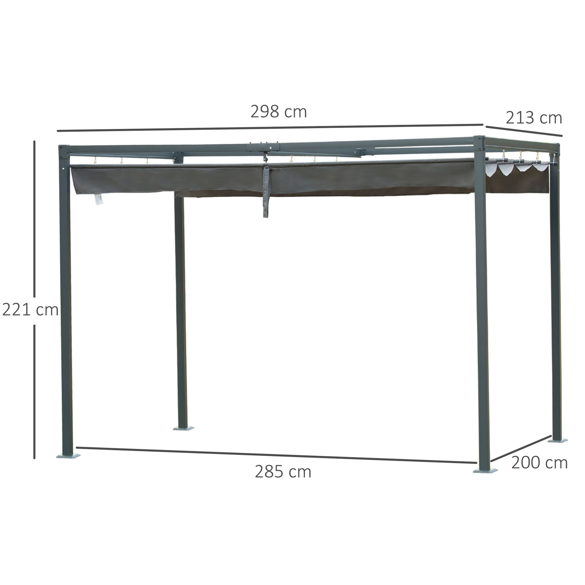 Outsunny Pérgola 3x2 M Cenador Jardín Con Techo Retráctil Poliéster Para Fiestas_2